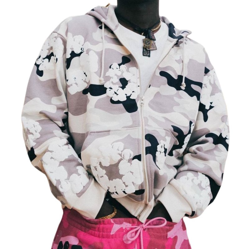 画像6: Unisex Camouflage flower print zip-up hoodie Sweatshirt  ユニセックス 男女兼用 カモフラージュ フラワープリントプリントフーディパーカー  (6)