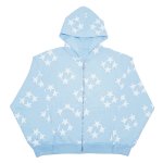 画像2: Unisex Star print zip-up hoodie  　ユニセックス 男女兼用スター星 プリントフーディパーカー  (2)