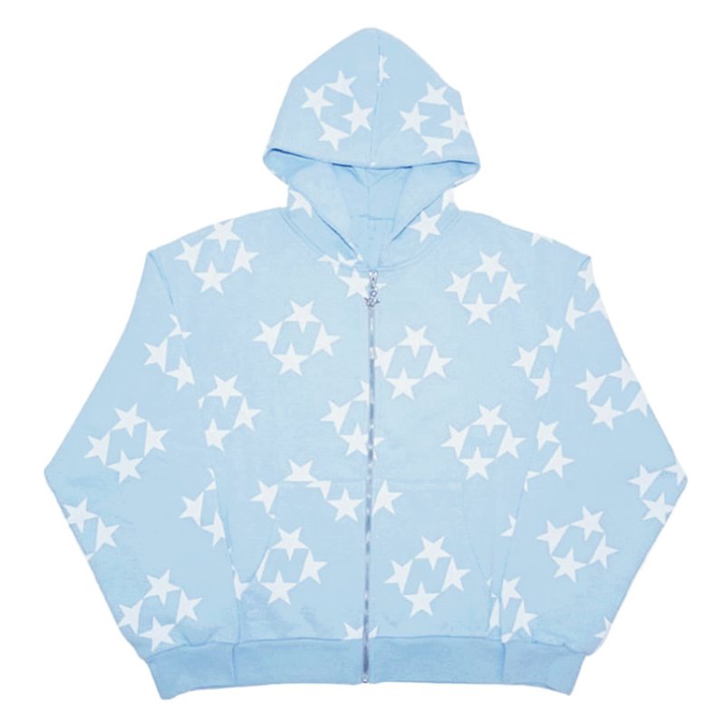 画像2: Unisex Star print zip-up hoodie  　ユニセックス 男女兼用スター星 プリントフーディパーカー  (2)