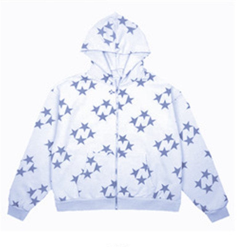 画像3: Unisex Star print zip-up hoodie  　ユニセックス 男女兼用スター星 プリントフーディパーカー  (3)