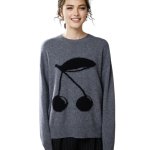 画像1: Women's cherry jacquard jumper sweater さくらんぼ チェリー柄 編みこみ プルオーバー セーター (1)
