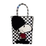画像1: Snoopy Damier Checkered straw Tote Bagbasket picnic shopping bag スヌーピーダミエバスケットピクニックショッピングバッグ トート籠かご カゴ バッグ (1)