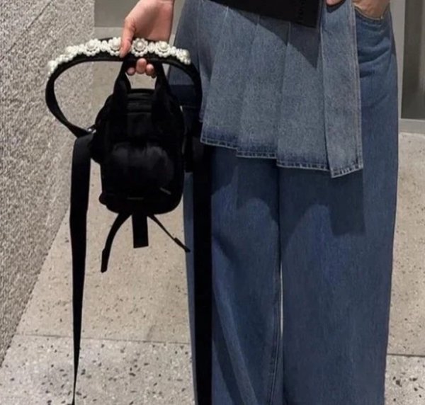 画像4: Canvas Bow Pearl Shoulder Pochette Bag　男女兼用キャンバスボウパールショルダーポシェットバッグ  (4)