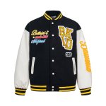 画像3: American retro embroidered letter quilted Stadium Jumper baseball uniform  jacket blouson ユニセックス 男女兼用アメリカンレトロ刺繍文字キルティングベースボールジャケットスタジアムジャンパージャケット スタジャン ブルゾン (3)