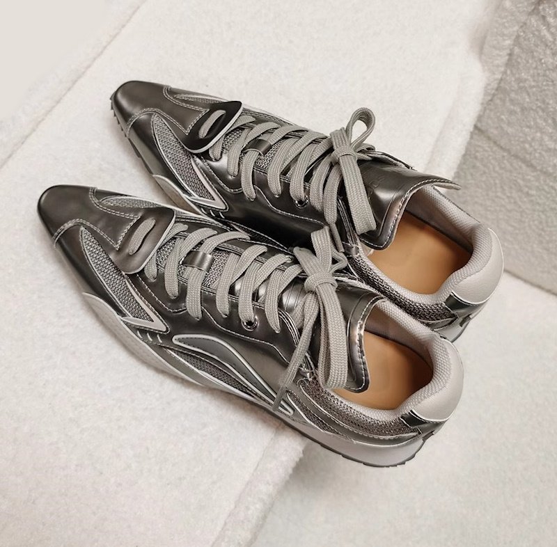 画像5: Women's Secret sole platform silver color lace-up sneakers  シークレットソール プラットホーム シルバーカラー レースアップスニーカ   (5)