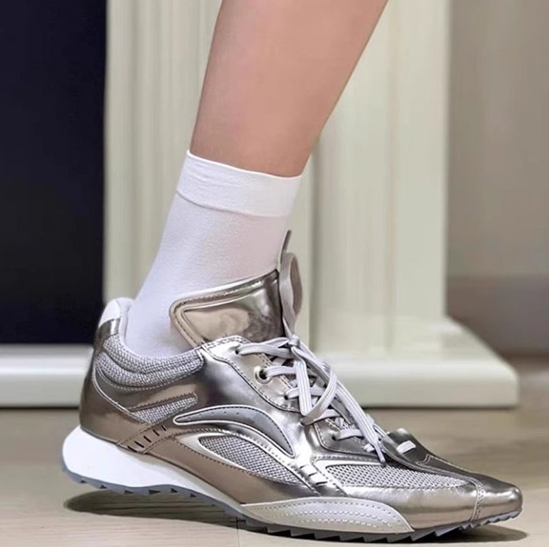 画像9: Women's Secret sole platform silver color lace-up sneakers  シークレットソール プラットホーム シルバーカラー レースアップスニーカ   (9)