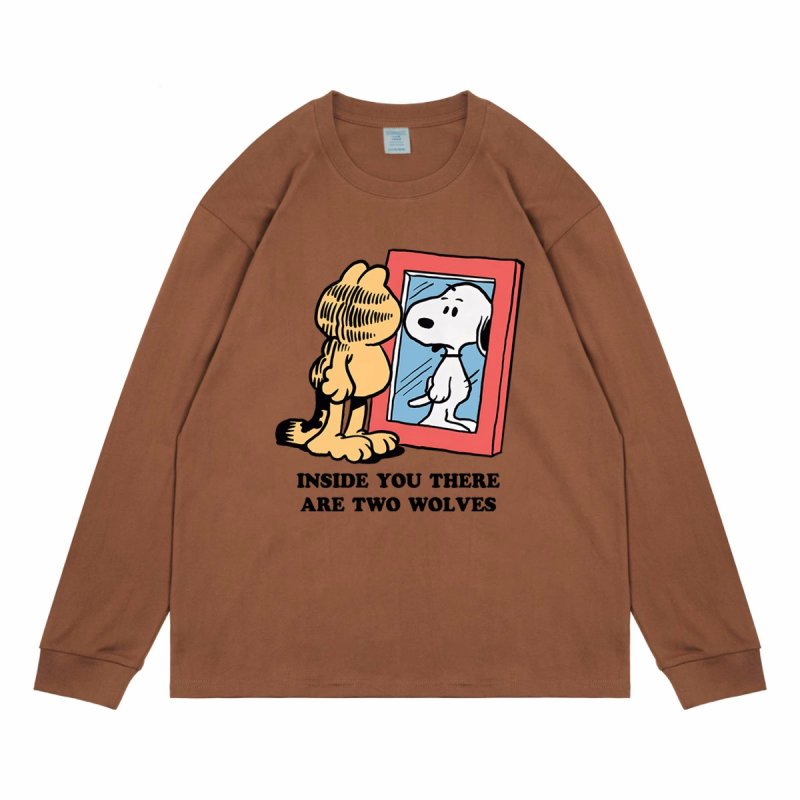 画像6: Unisex Garfield & Snoopy  Long Sleeve T-Shirt 　男女兼用ユニセックス ガーフィールド ＆スヌーピー 長袖Tシャツ (6)
