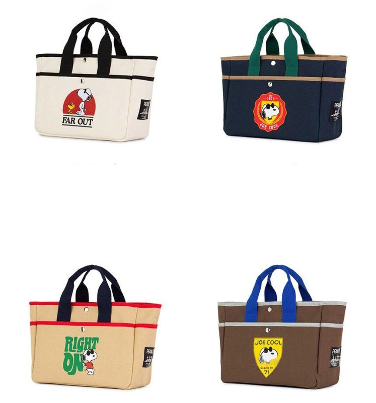 画像5: Snoopy canvas color matching tote shoulder bag Eco Shopping Bag　男女兼用 スヌーピーキャンバスカラーマッチングトートショルダーバッグショッピングエコバッグ　通学　通勤 (5)