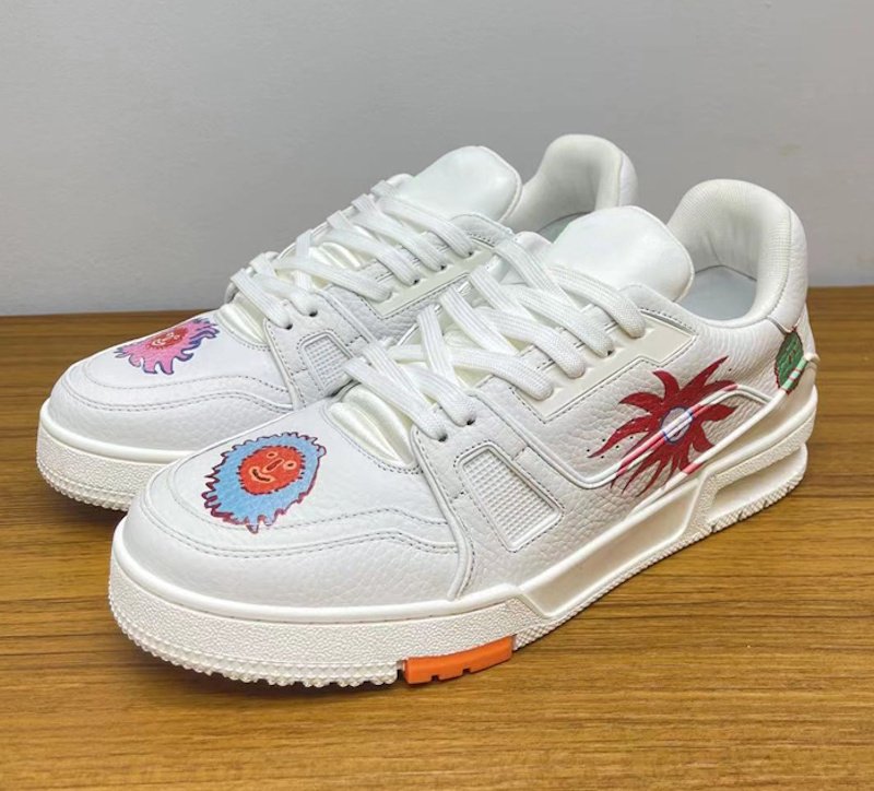 画像3: Hip hop graphic print lace-up leather sneakers　ユニセックス男女兼用ヒップホップグラフィック レースアップ レザー スニーカーシューズ (3)