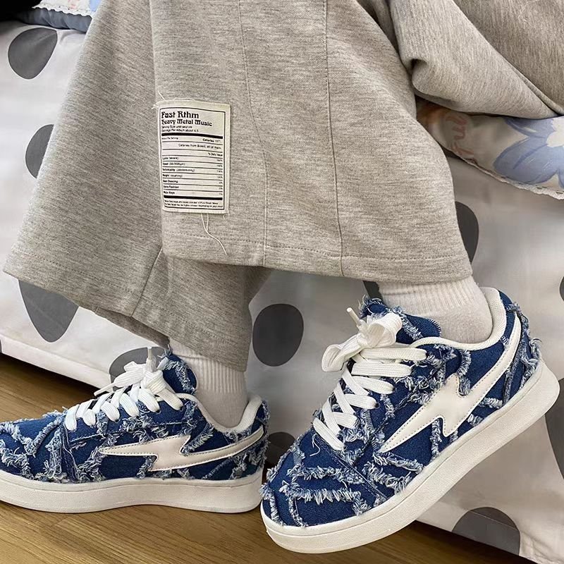 画像6: Fringe cross lace-up sneakers shoes ユニセックス 男女兼用 ツイードフリンジレースアップスニーカー (6)