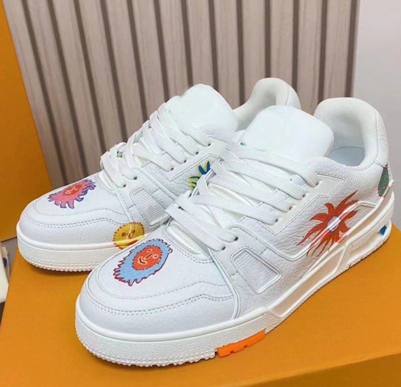 画像5: Hip hop graphic print lace-up leather sneakers　ユニセックス男女兼用ヒップホップグラフィック レースアップ レザー スニーカーシューズ (5)