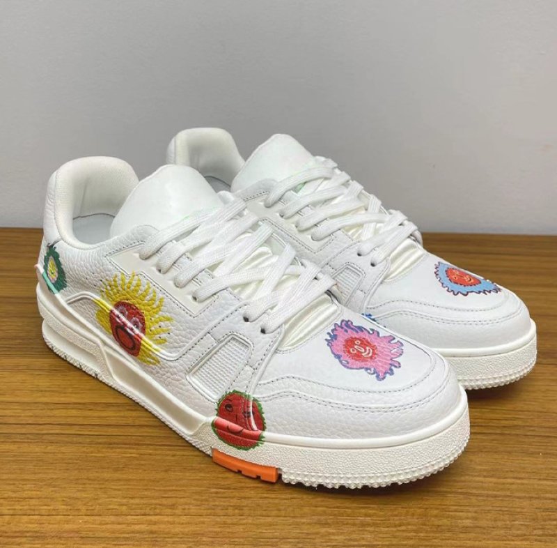 画像6: Hip hop graphic print lace-up leather sneakers　ユニセックス男女兼用ヒップホップグラフィック レースアップ レザー スニーカーシューズ (6)