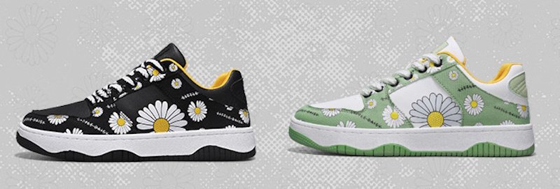 画像6: Daisy print leather lace-up sneakers shoes ユニセックス 男女兼用デイジープリントレザー レースアップスニーカー (6)