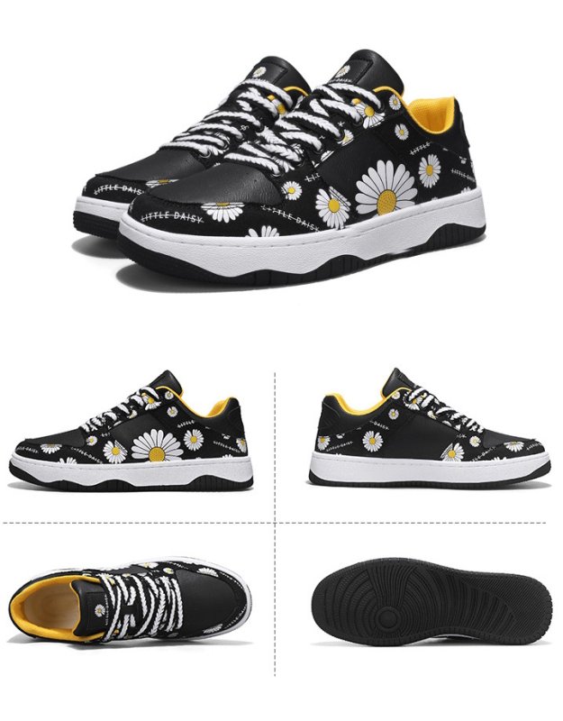 画像3: Daisy print leather lace-up sneakers shoes ユニセックス 男女兼用デイジープリントレザー レースアップスニーカー (3)
