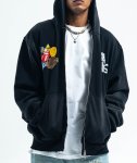 画像4: Unisex LawFoo American Street Wash Print Double Zip Hoodie 　ユニセックス男女兼用LawFoo アメリカンストリートウォッシュプリントダブルジップ フーディ スウェット   (4)