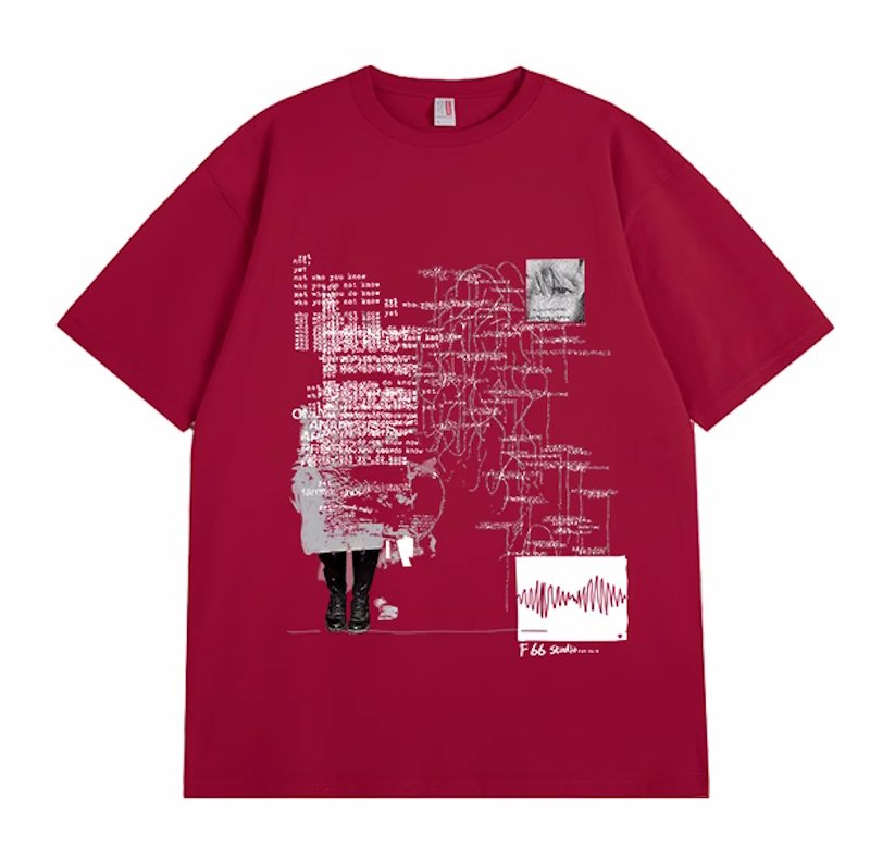 画像7: Unisex Creative Line Illusion Letter Short Sleeve T-Shirt　　男女兼用ユニセックス イルージョンレタープリント半袖Tシャツ (7)