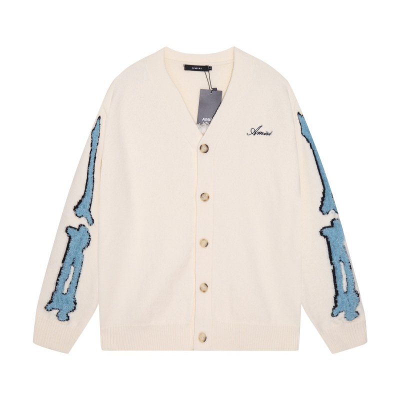画像2: Unisex AMIRI embroidery logo V-neck cardigan sweater 　男女兼用 ユニセックスAMIRI刺繍ロゴVネックカーディガンセーター (2)