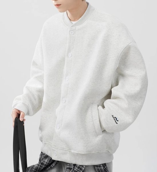 画像7: Unisex Sweat baseball simple jacket  baseball jacket Stadium Jumper  blouson  ユニセックス 男女兼用スウェットベースボールシンプルジャケットベースボールジャケットスタジアムジャンパー スタジャン ブルゾン (7)