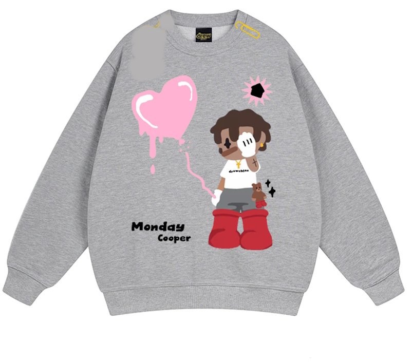 画像4: Unisex Hip hop boy graphic print Sweatshirt 　　男女兼用ユニセックスヒップホップボーイグラフィックプリントスウェットシャツ (4)