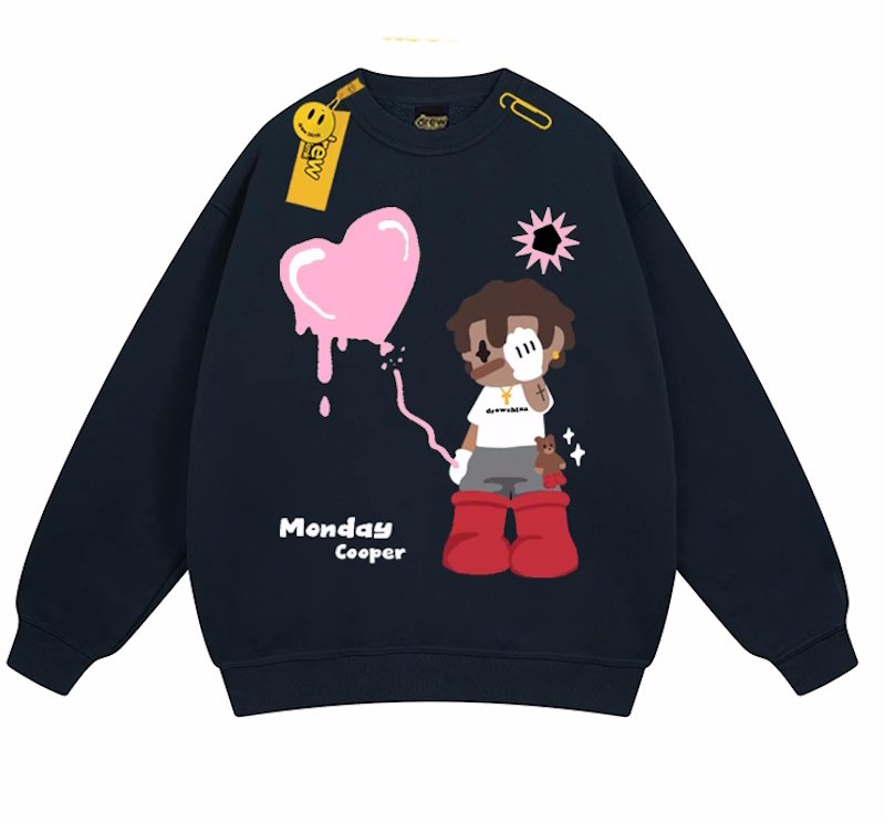 画像10: Unisex Hip hop boy graphic print Sweatshirt 　　男女兼用ユニセックスヒップホップボーイグラフィックプリントスウェットシャツ (10)