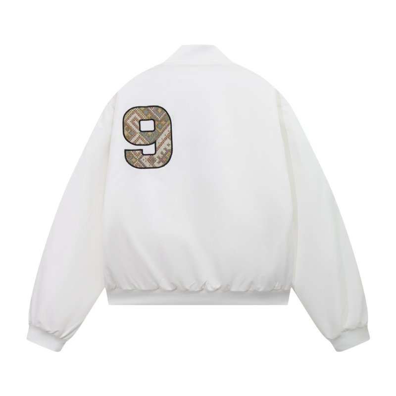 画像4: Unisex Label letter embroidery quilted lining baseball jacket stadium jumper 男女兼用ジップアップナンバリング刺繍スタジアムジャンバー (4)