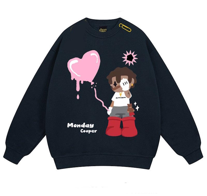 画像2: Unisex Hip hop boy graphic print Sweatshirt 　　男女兼用ユニセックスヒップホップボーイグラフィックプリントスウェットシャツ (2)