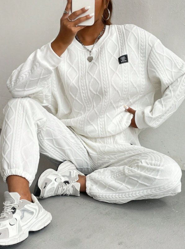 画像12: Aran pattern  round neck sweatshirt and sweatpants set  アラン模様スウェット セットアップ トレーナー& パンツ (12)