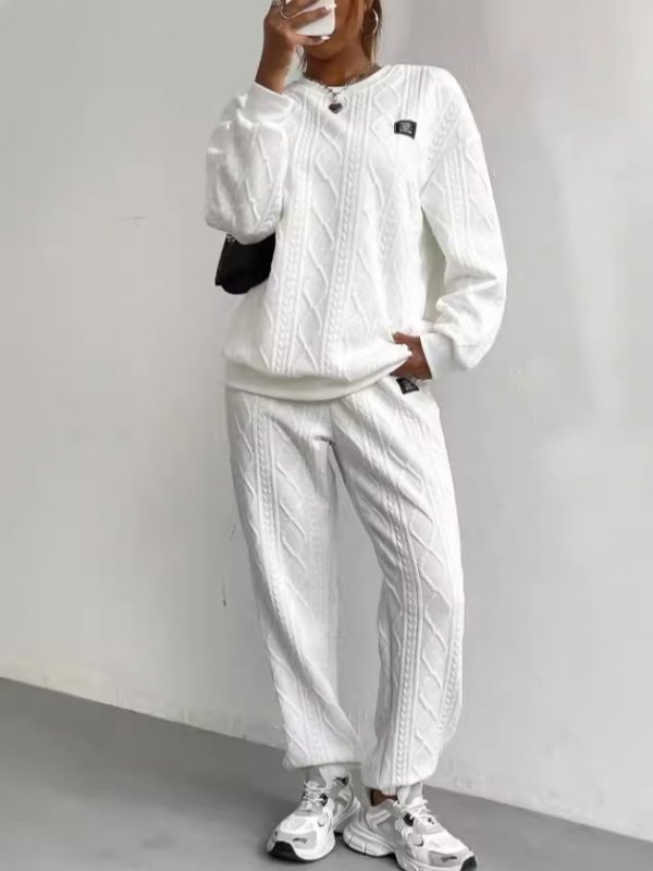 画像11: Aran pattern  round neck sweatshirt and sweatpants set  アラン模様スウェット セットアップ トレーナー& パンツ (11)