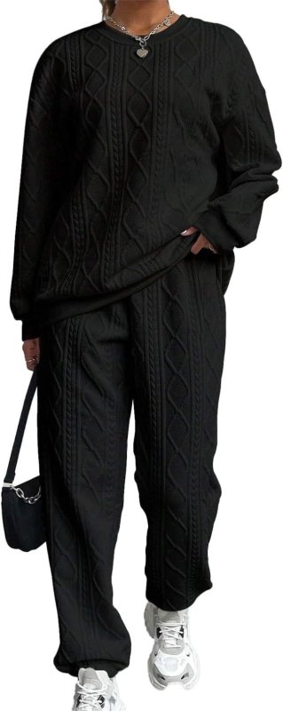 画像3: Aran pattern  round neck sweatshirt and sweatpants set  アラン模様スウェット セットアップ トレーナー& パンツ (3)
