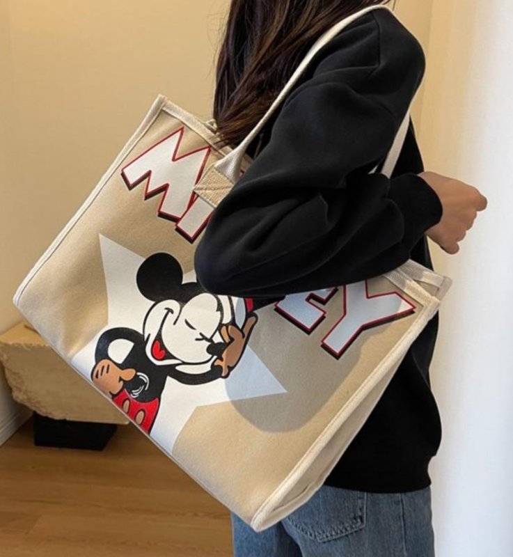 画像8: Mickey Mouse print canvas tote shoulder bag　ミッキーマウスプリントキャンバス トートショルダーバッグ (8)