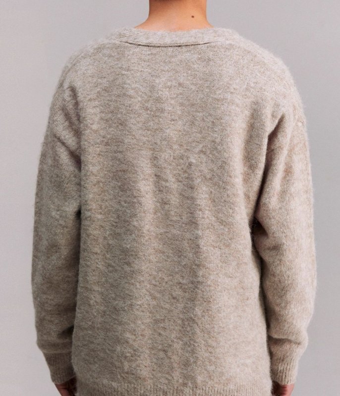 画像4: Unisex Letter jacquard V-neck knit cardigan　ユニセックス男女兼用 レタージャカードVネックカーディガンニット (4)