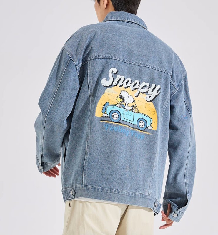画像7: Snoopy denim jean jacket　ユニセックス 男女兼用スヌーピープリントデニムジャケット Gジャンブルゾン (7)
