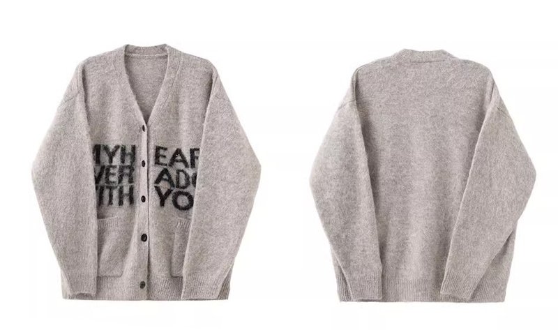 画像5: Unisex Letter jacquard V-neck knit cardigan　ユニセックス男女兼用 レタージャカードVネックカーディガンニット (5)