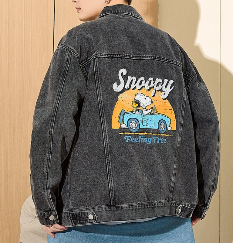 画像6: Snoopy denim jean jacket　ユニセックス 男女兼用スヌーピープリントデニムジャケット Gジャンブルゾン (6)