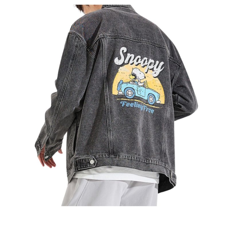 画像8: Snoopy denim jean jacket　ユニセックス 男女兼用スヌーピープリントデニムジャケット Gジャンブルゾン (8)