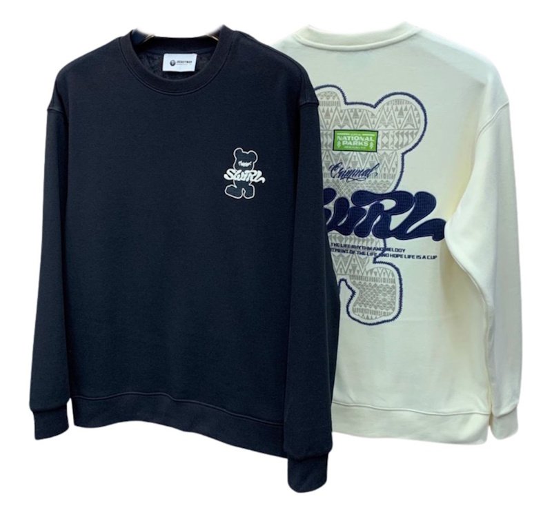 画像1: Unisex Bear print round neck sweatshirt　男女兼用 ユニセックスベアプリントラウンドネック スウェットシャツ (1)