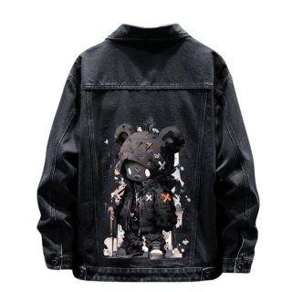 Cat graphic print denim G-jacket ユニセックス 男女兼用キャット猫