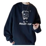 画像1: SALE セール Spongebob Print Round Neck Sweatshir ユニセックス男女兼用 スポンジボブプリント 長袖スウェットトレーナー (1)