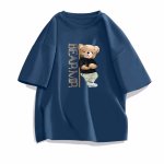 画像5: Unisex Bear & Letter Print Short Sleeve T-Shirt　男女兼用ユニセックスベア＆レタープリントプリントラウンドネックプリント半袖Tシャツ (5)