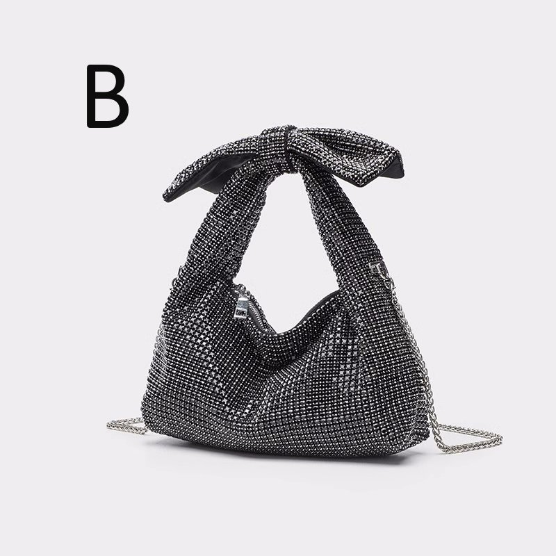 画像3: Rhinestone Ribbon Handle Square Tote Shoulder Bag  ラインストーンリボンハンドルスクエアトートショルダ (3)
