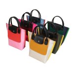 画像1: Nylon color block tote shoulder eco shopping bag　ナイロンカラーブロックトートショルダーエコショッピングバッグ (1)
