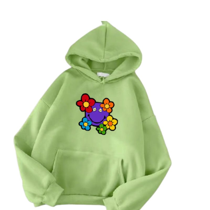 画像13: Unisex Smile Flower Print Hoodie  long sleeve sweatshirt  スマイルフラワー 長袖フーディパーカースウェット (13)