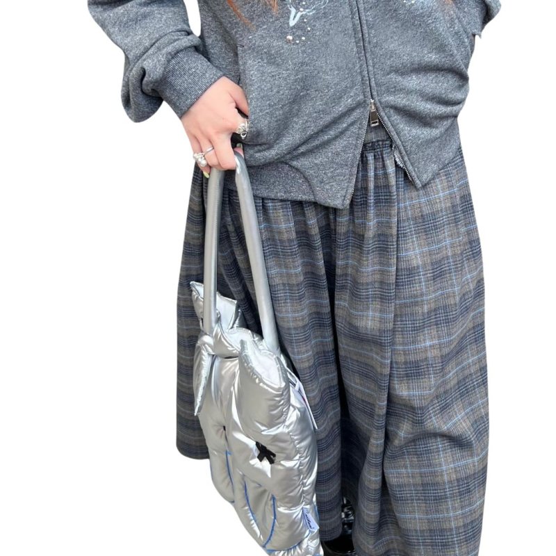 画像4: Quilted Down Silver Tote Shoulder Bag　キルティングダウンシルバートートショルダーバッグ (4)