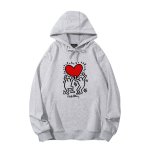 画像3: Unisex Casual Cotton Keith Haring Logo Hoodies  Pullover Long Sleeve Hooded Sweatshirt Heart carry メンズ コットン キースヘリング ロゴパーカースウェット ユニセックス 男女兼用 (3)
