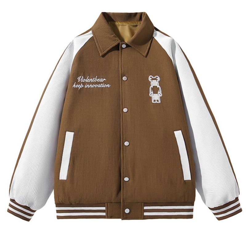 画像2: Bearbrick Print Stadium jumper Baseball Jacket  blouson   ユニセックス 男女兼用ベアブリックプリントベースボールジャケットスタジアムジャンパージャケット スタジャン ブルゾン (2)