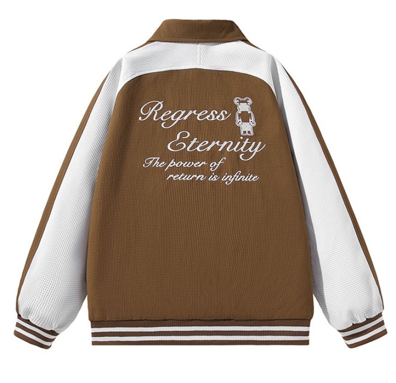 画像3: Bearbrick Print Stadium jumper Baseball Jacket  blouson   ユニセックス 男女兼用ベアブリックプリントベースボールジャケットスタジアムジャンパージャケット スタジャン ブルゾン (3)