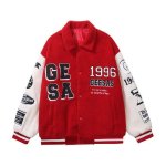 画像2: 1996 Fleece Jacket  coat  blouson   ユニセックス 男女兼用 フリース ムートン ボア ジャケット スタジャン スタジアムジャンパーブルゾン (2)