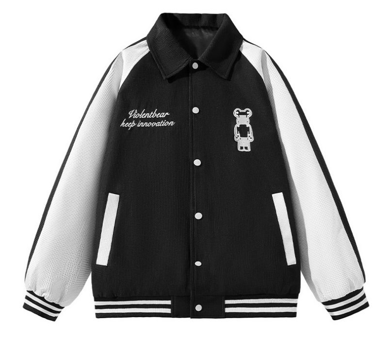 画像6: Bearbrick Print Stadium jumper Baseball Jacket  blouson   ユニセックス 男女兼用ベアブリックプリントベースボールジャケットスタジアムジャンパージャケット スタジャン ブルゾン (6)