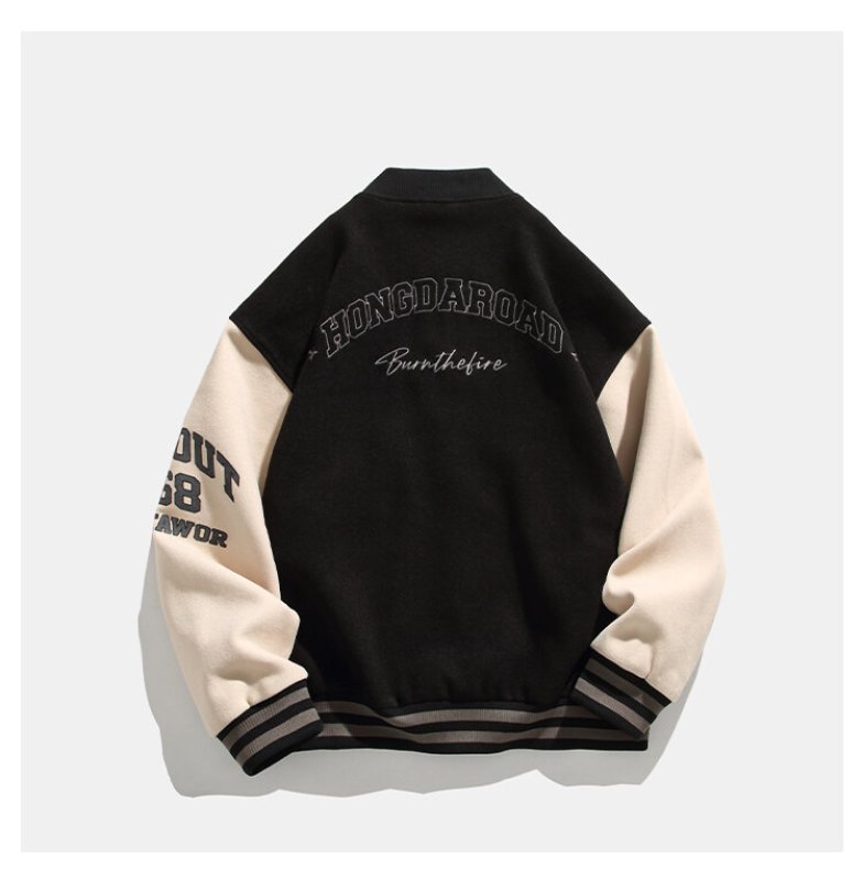 画像3: Color matching letter logo stadium jumper Baseball Jacket  blouson   ユニセックス 男女兼用カラーマッチングレターロゴ＆ナンバーベースボールジャケットスタジアムジャンパージャケット スタジャン ブルゾン (3)