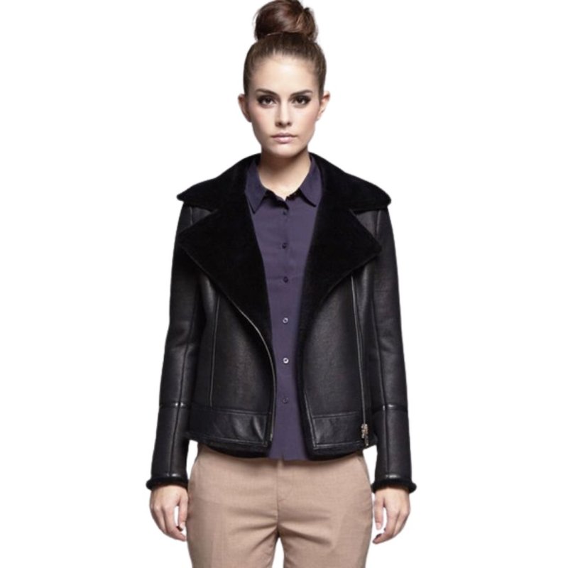 画像2: SALE セール Shearling Biker Jacket Sheepskin Shearling Jacket Riders Coat ムートンバイカージャケット シープスキン ムートンジャケット ライダース コート (2)